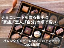 チョコレートを贈る相手は「家族」「恋人」「自分」の順で高い｜バレンタインデーについてのアンケート（2026年版）